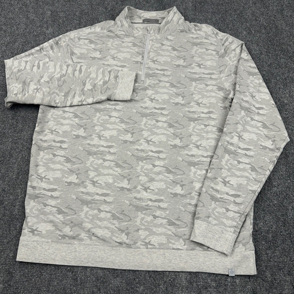 tasc Performance Cloud French Terry 1/4 Zip Pullover Men L Gray Camo Bamboo Golf